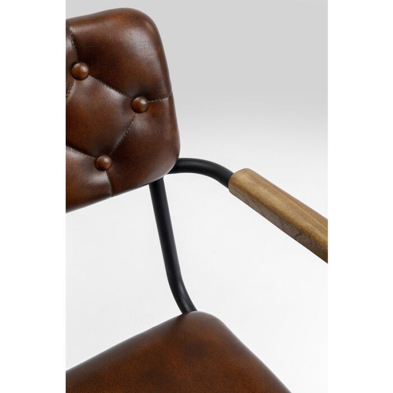 Chair with Armrest Salsa Leather Brown